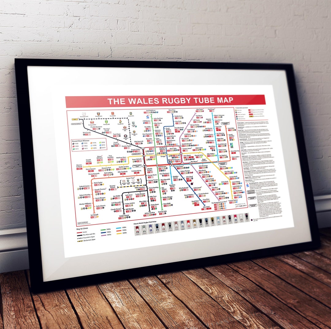 Wales Rugby Map The Wales Rugby Tube Map - Etsy