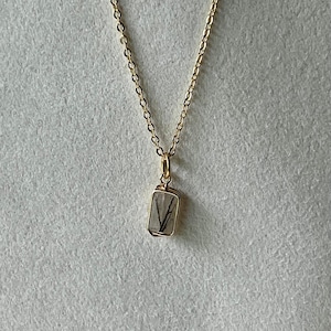 Collar de piedras preciosas naturales delicadas de oro, cuarzo, piedras preciosas curativas, collar de piedras de cristal, collar de gemas de cristal, colgante cuadrado minimalista