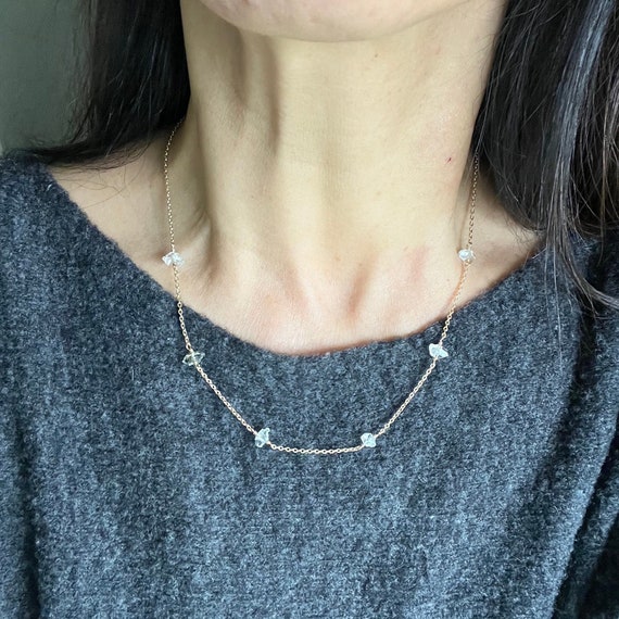 Double Strand Necklace with Apatite and Satellite Bead Stations Gold-plated Double Strand Necklace with Apatite and Satellite Bead Stations Gold-plated