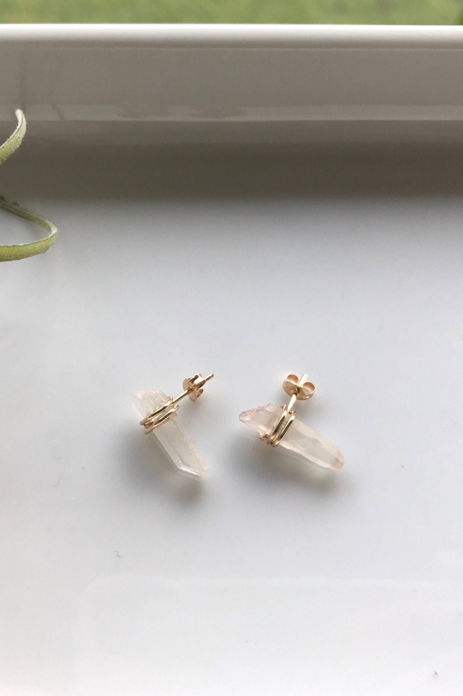 Raw crystal stud earrings Clearance