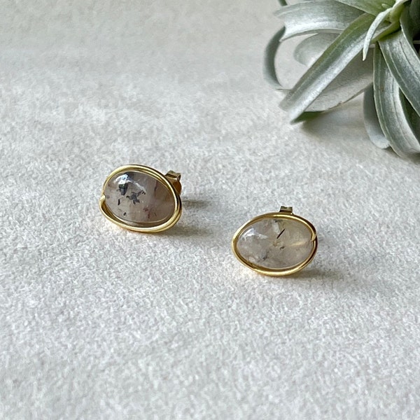 Raw Stone Stud Earrings | Birthstone Post Earrings | Natural Stone Studs | Healing Crystal Earrings Women | Birthstone Gift | Quartz Stud