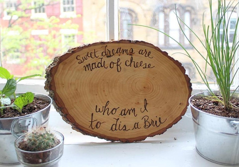 Round Custom Wooden Cheese Board & Sign Etsy