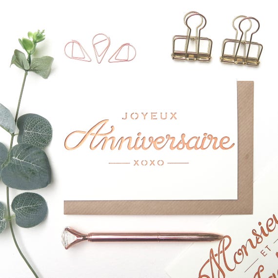 Joyeux Anniversaire Carta Cartolina Di Buon Compleanno Etsy