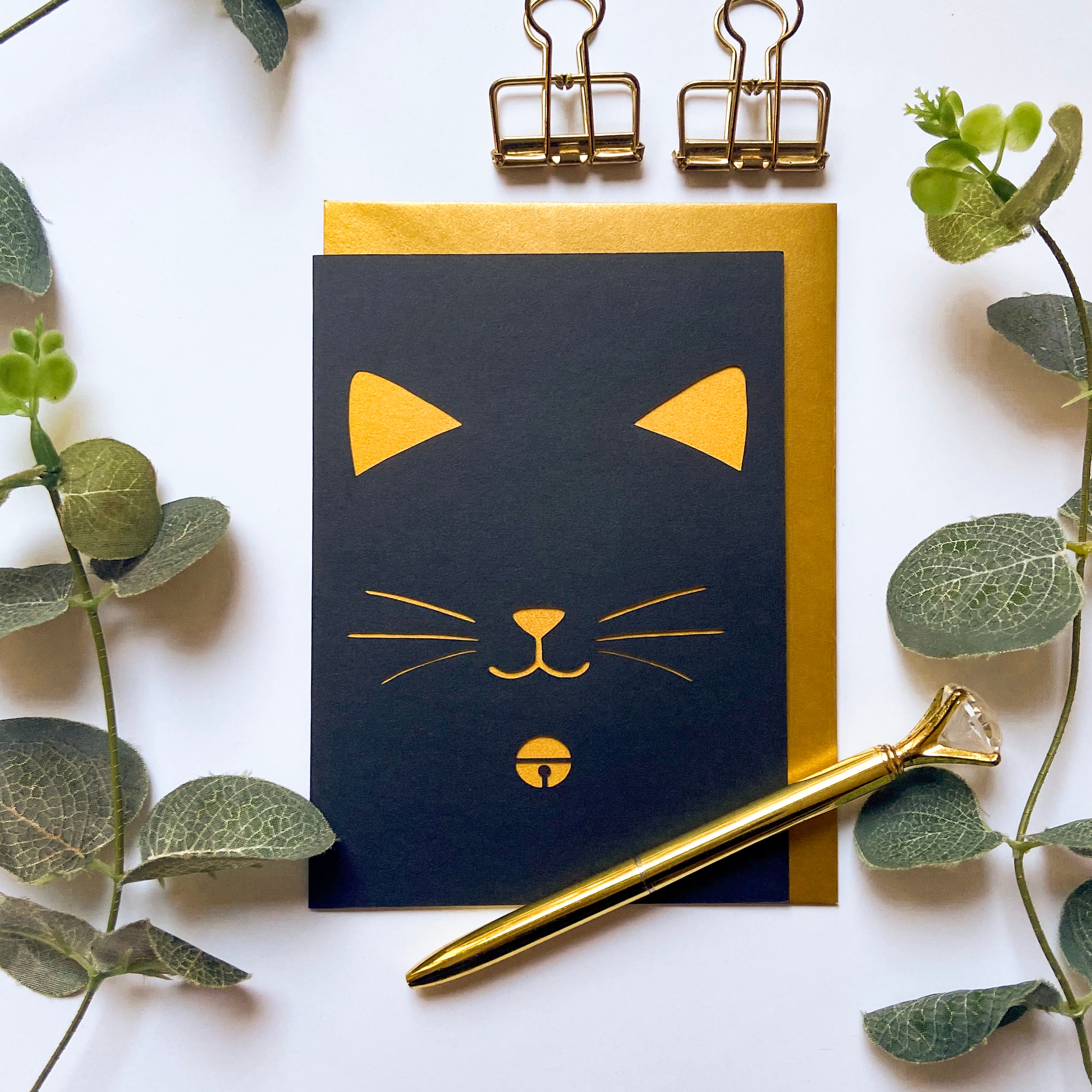 Cat Lover Card Cat Birthday Card Card For Cat Owner Black Etsy