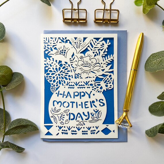 Mother Day Flower Bouquet Card Handmade Mother Day Card Card Etsy