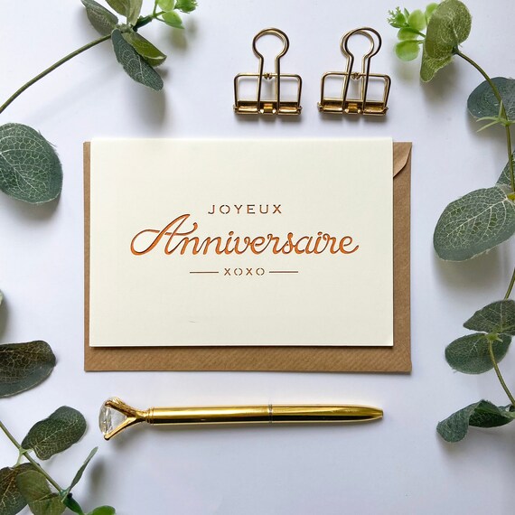 French Birthday Card Joyeux Anniversaire Card Happy Birthday Etsy