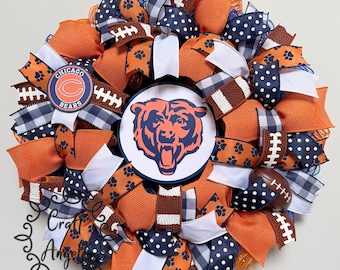 Chicago Bears wreath, Chicago Bears, Chicago Bears decor, Chicago Bears football wreath, Bears wreath, football wreath, Sports wreath