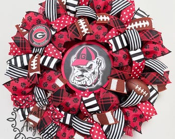 Bulldogs Wreath, football wreath, UGA wreath, Georgia Bulldogs Wreath, sports wreath, deco mesh wreath, bulldogs home decor, Bulldogs gift