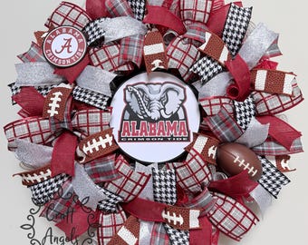Alabama wreath, Alabama Football Wreath, Alabama Deco Mesh Wreath, University of Alabama Wreath, Roll Tide, Crimson Tide, Alabama Bama Decor