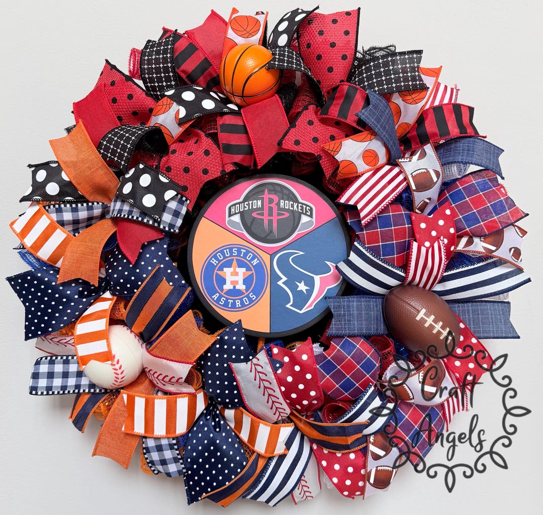 Houston Astros Deco Mesh Wreath, Houston Texans Football Wreath ...