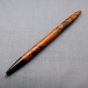 Penna a sfera vintage in ebanite Madras fatta a mano - Grande doppia - Marrone e nero screziato