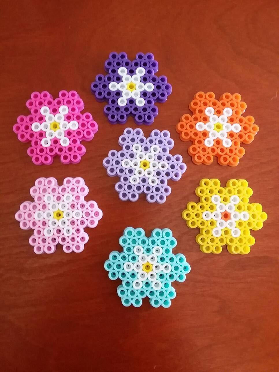 12 Immortal Perler Bead Flowers / Hama pixel art bouquet Etsy