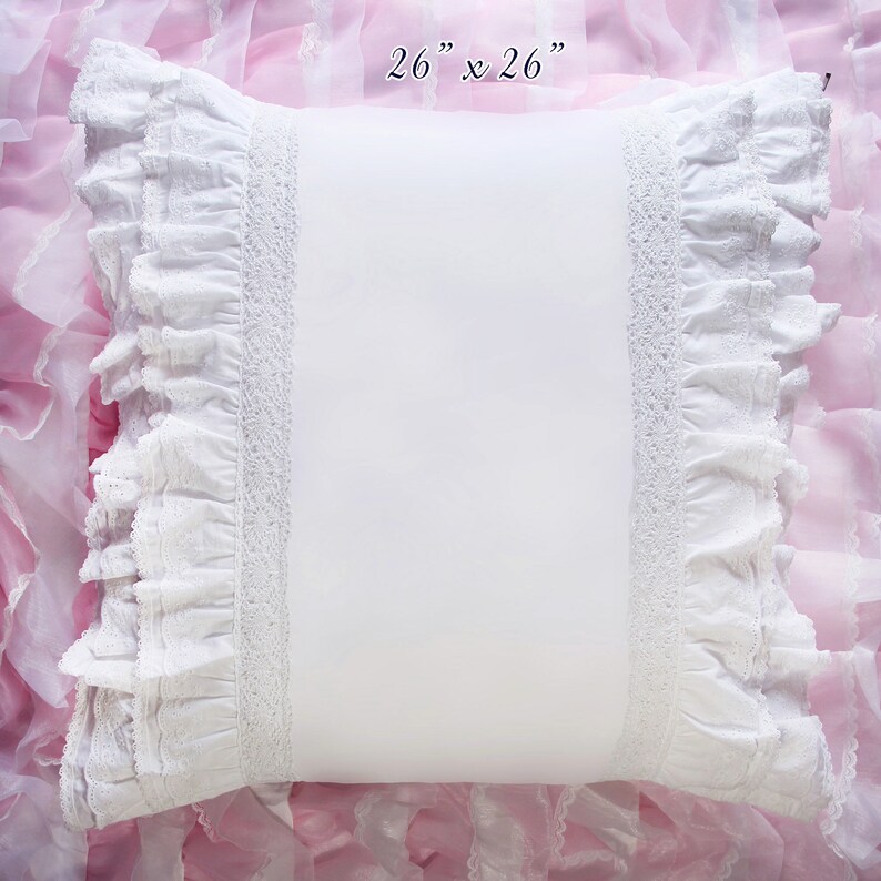 Ruffle Cotton Eyelet Lace Pillow Sham Pillowcase Victorian Etsy