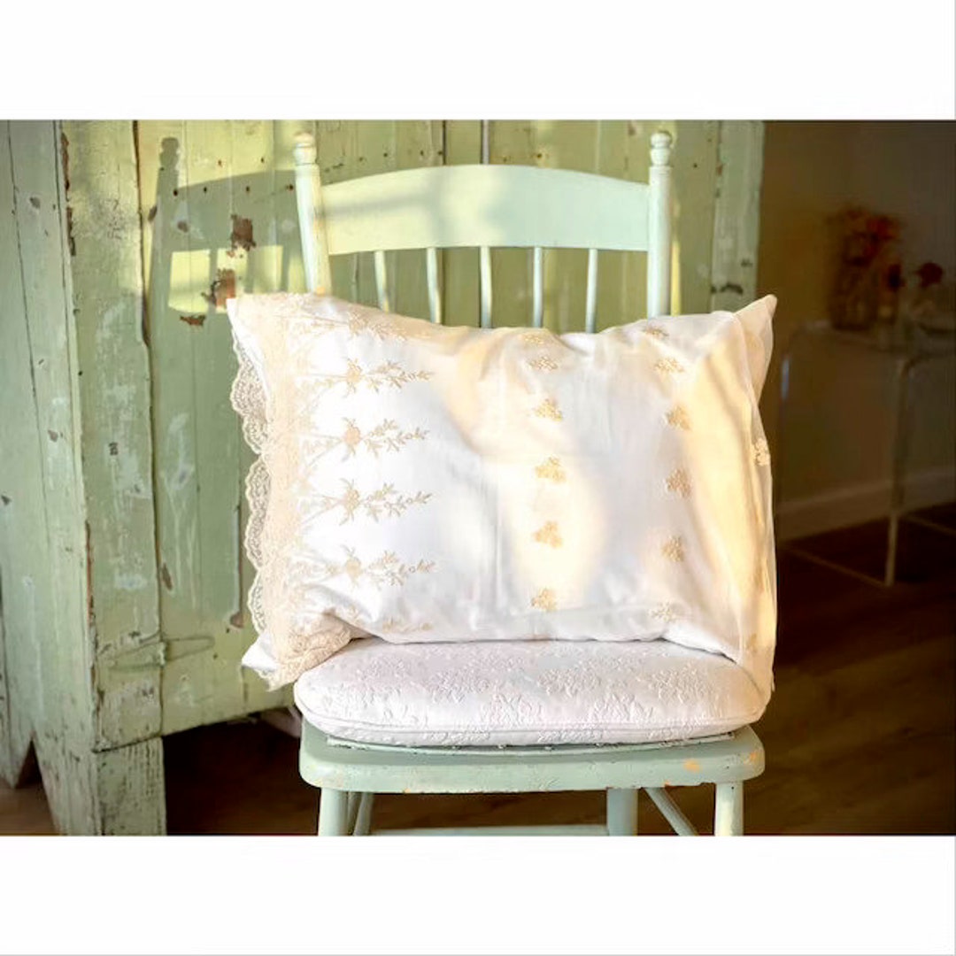 Luxury Embroidery Lace Overlay Pillow Sham Etsy