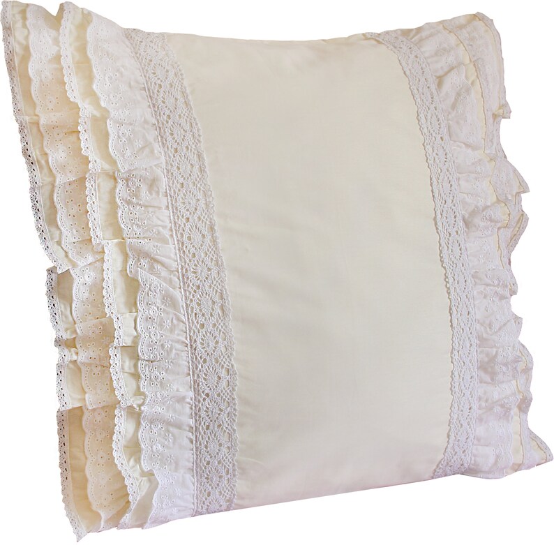 Light Yellow Lace Pillow Sham / Cottage French Bedroom Decor Etsy