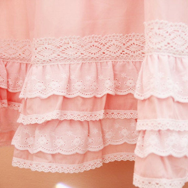 Pink Ruffle Curtain Etsy