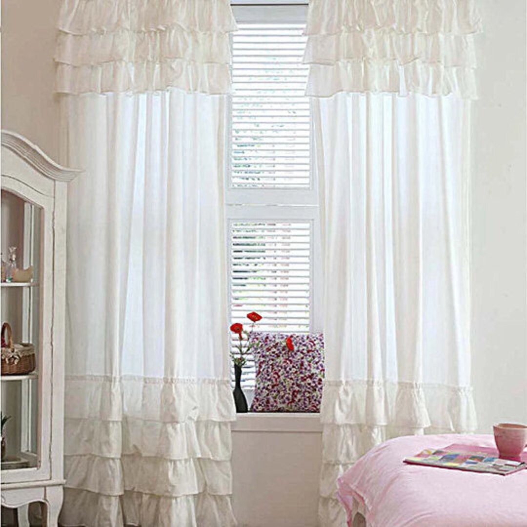 Small Ruffle Curtain Off White Shabby Chic Ruffle Curtain 1 Panel Only Clearance - Etsy