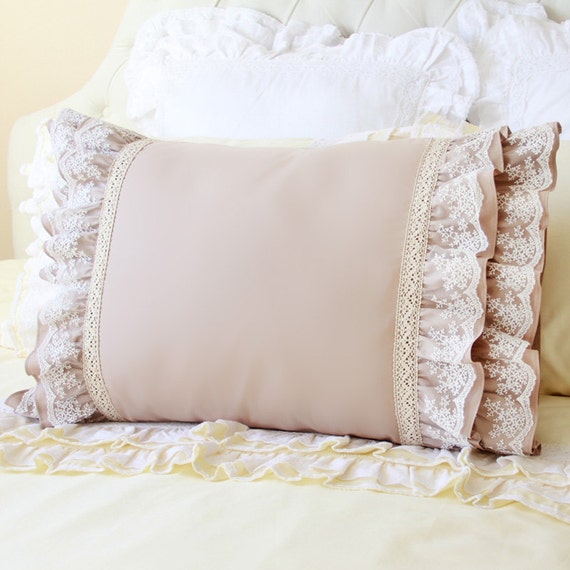 Brown Embroidery Crochet Cotton Lace Pillow Sham Pillowcase Etsy