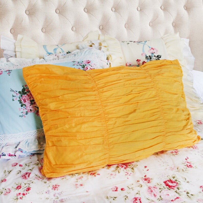 Yellow Hand Ruched Cotton Twin Duvet Cover Setlast One Etsy