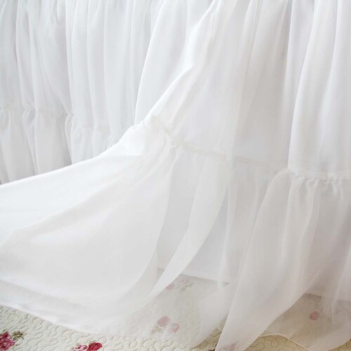 Luxury Sheer Bed Skirt Split Corners Dust Ruffle Etsy