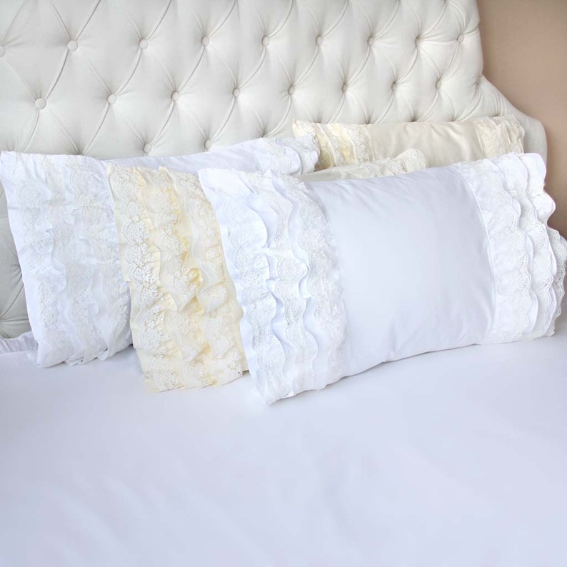 Ruffle Lace Pillow Sham Pillowcase / Luxury Victorian Shabby Etsy