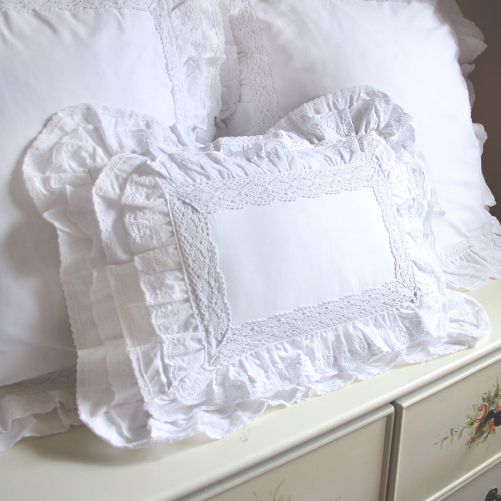 White Ruffle Lace Pillowcase Victorian Shabby Cottage French Etsy