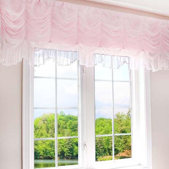 Austrian Roman Balloon Pink Ruching Tulle Lace French Swag Etsy