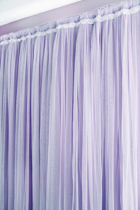 Ruffle Lace Overlay White Rose Blackout, Purple Ruffle Curtains