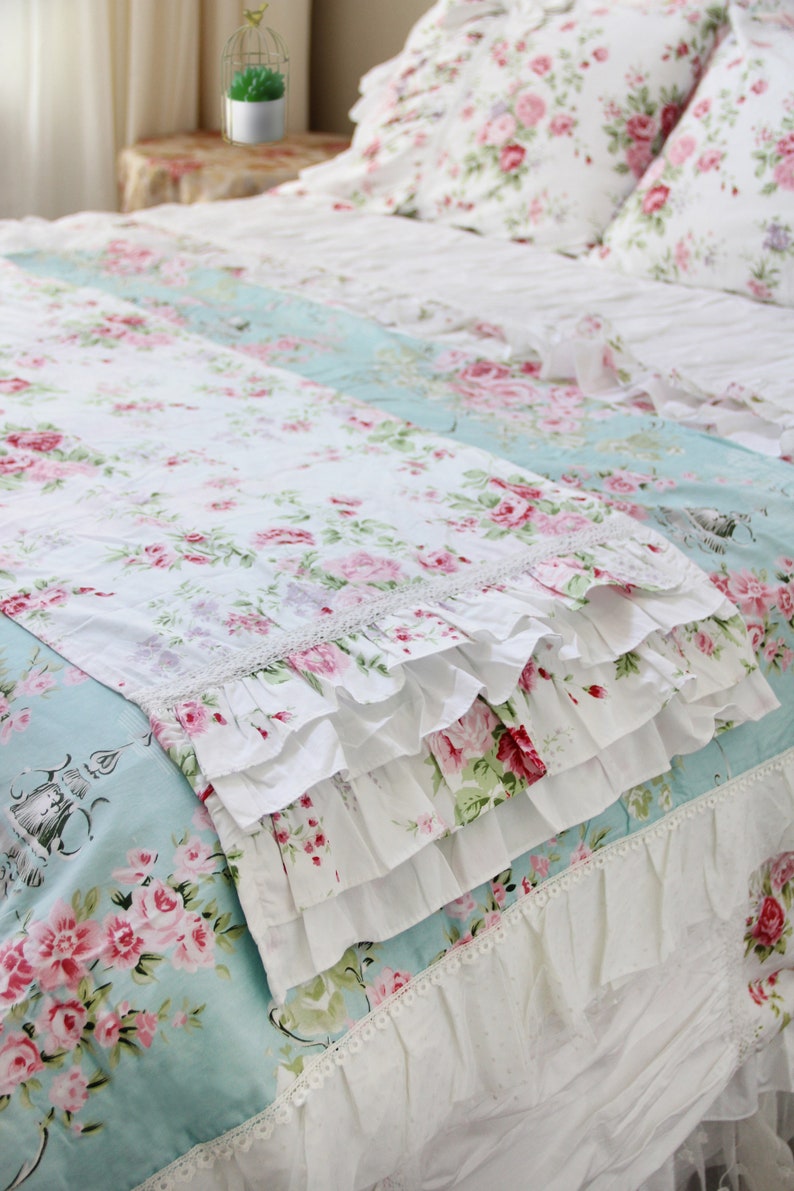 Rose Ruffle Bed Runner Etsy