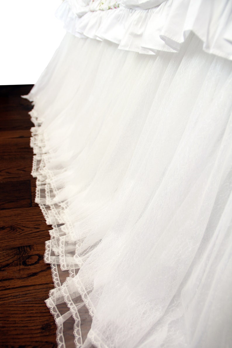 Luxury Shining Sheer Bed Skirt Split Corners Dust Ruffle Etsy