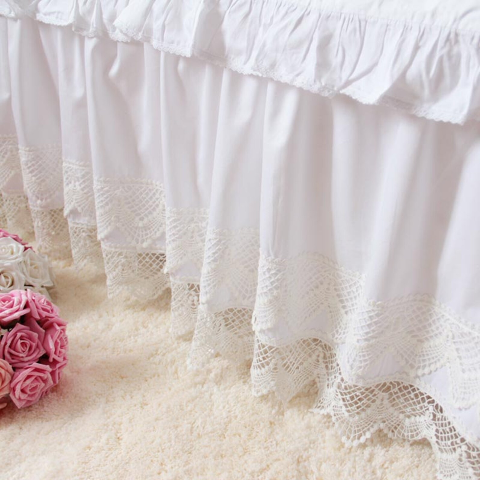 double ruffle bed skirt