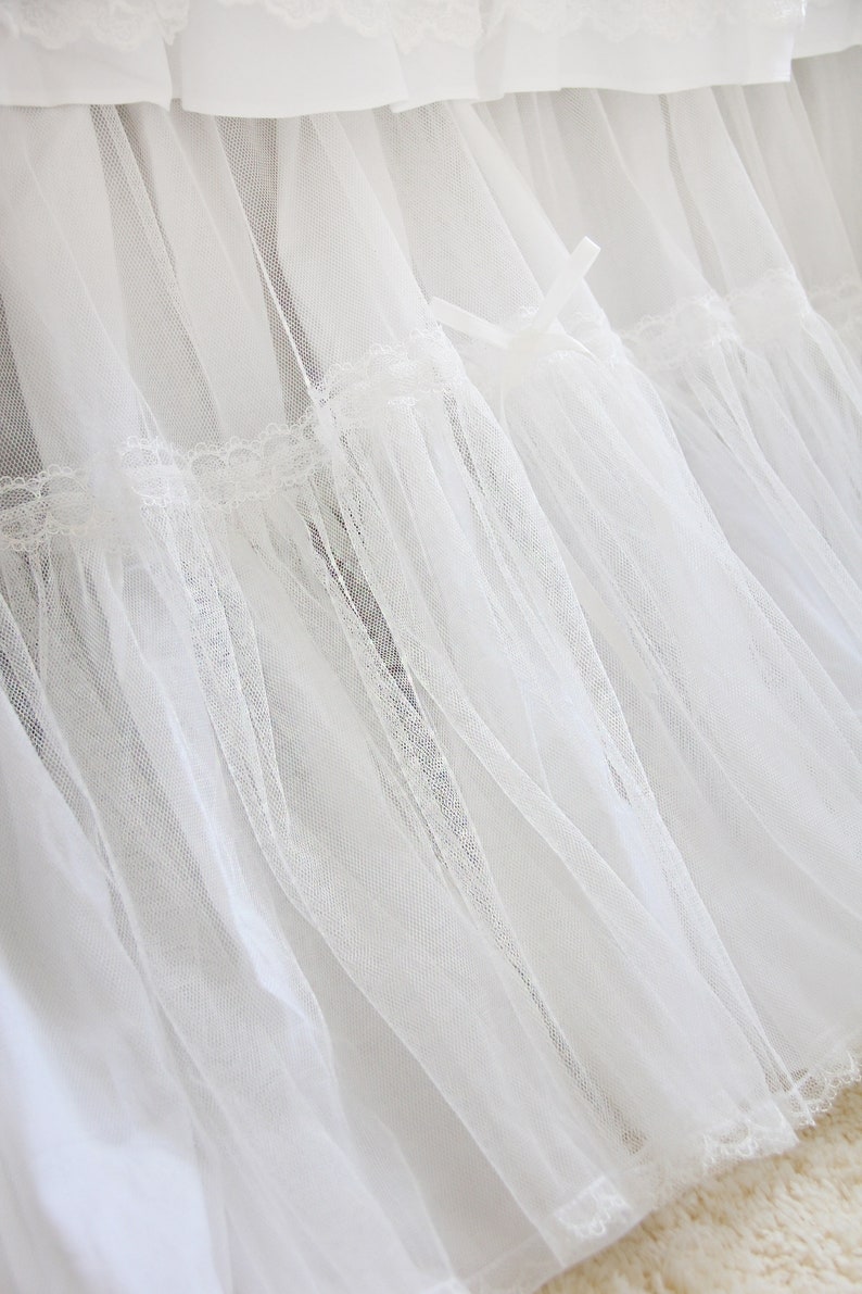 White Lace Ruffle Shabby Bridal Bed Skirt Split Corners Dust Etsy