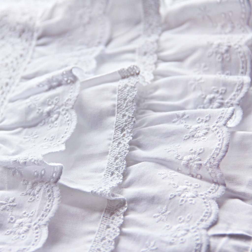 White Ruffle Eyelet Lace Double Ruffle Pillow Sham Pillowcase Etsy