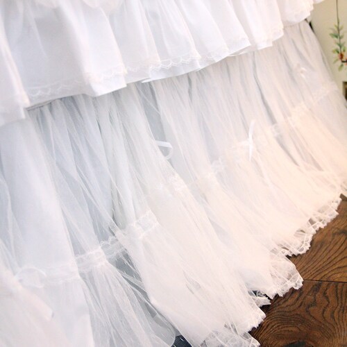Luxury Shining Sheer Bed Skirt Split Corners Dust Ruffle Etsy