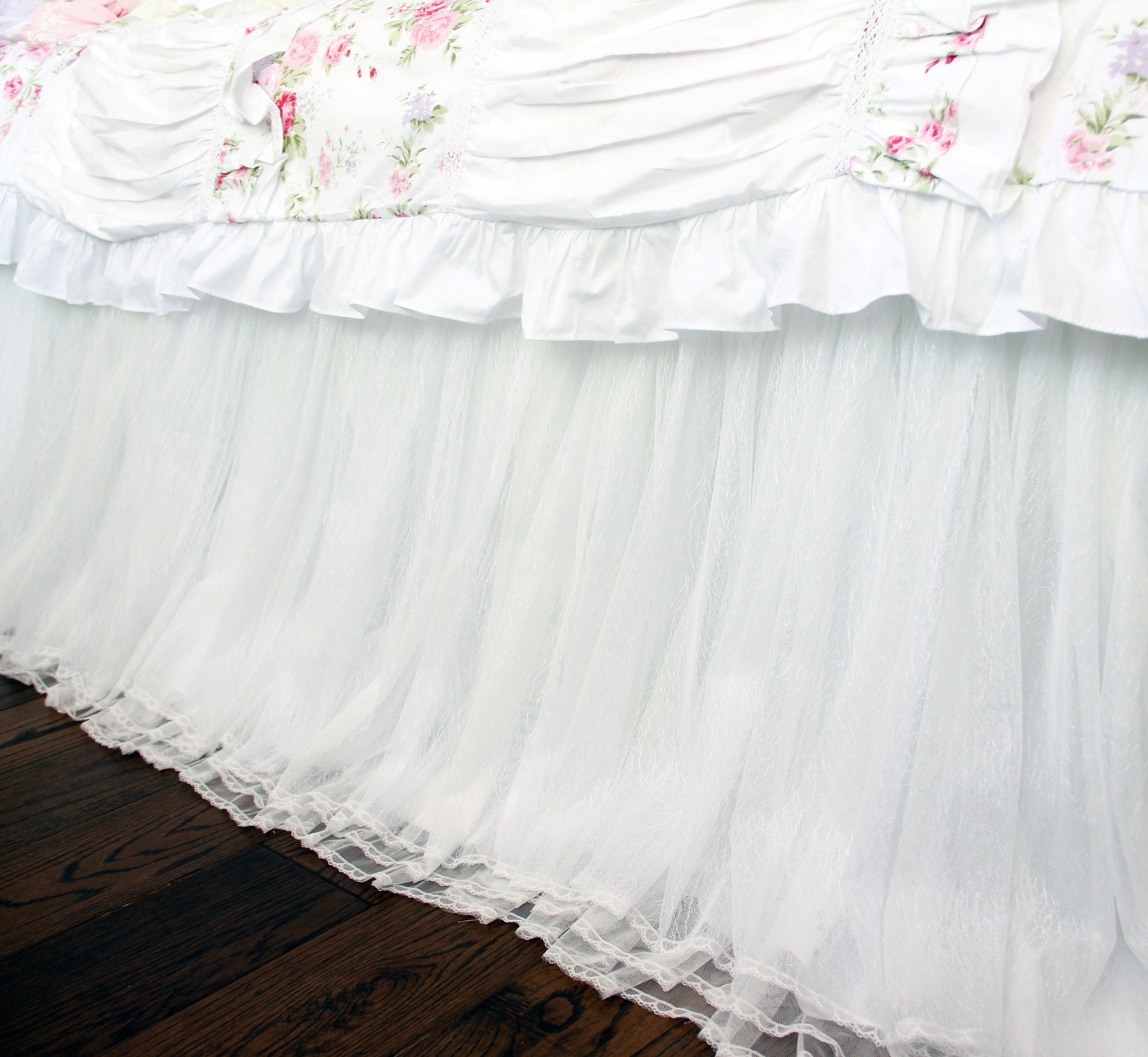 Luxury Shining Sheer Bed Skirt Split Corners Dust Ruffle Etsy