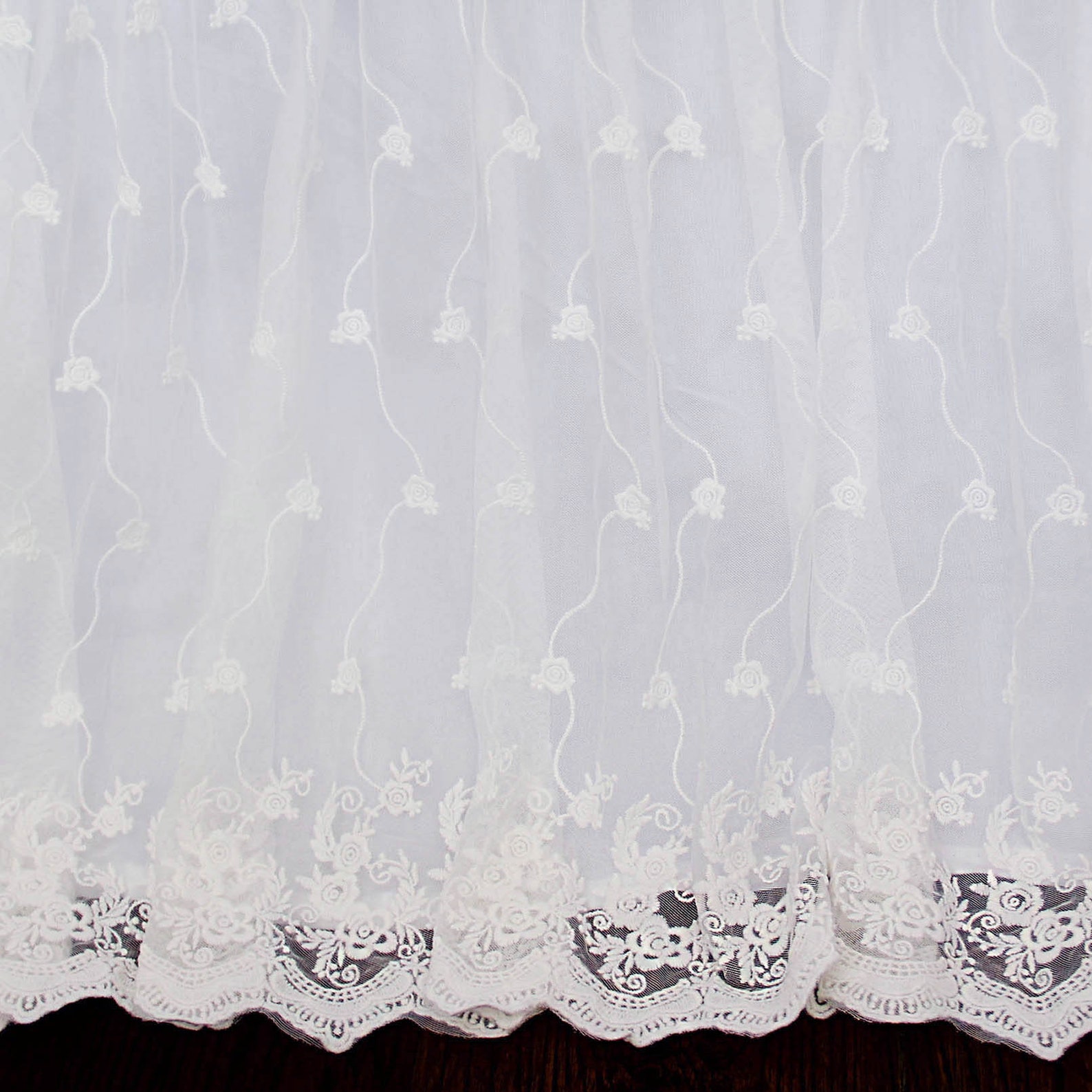 Rose Lace Embroidery Scalloped Split Corners Bed Skirt - Etsy