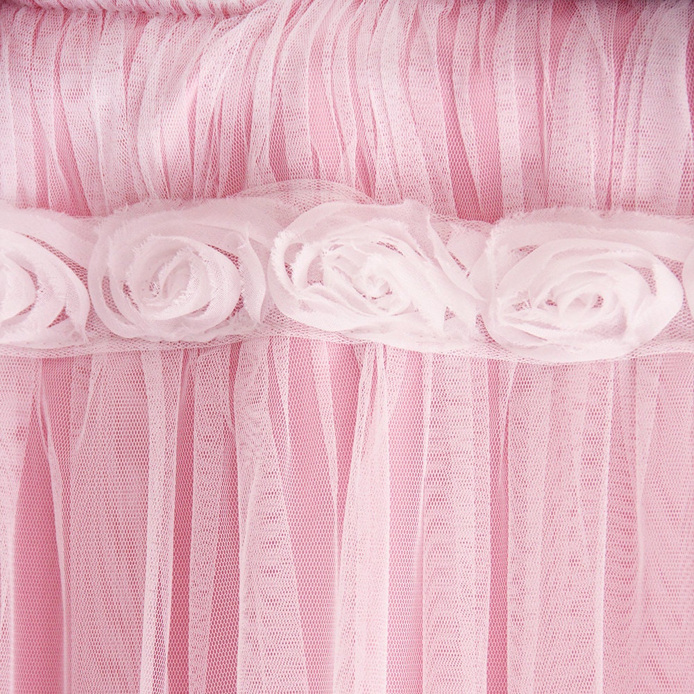 Pink Ruffle Lace Overlay Ruching White Rose Blackout Tulle | Etsy
