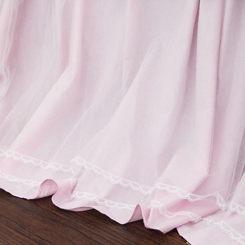 Pink Lace Overlay Sheer Layer Twin Dust Ruffle Bed Skirt/ Etsy