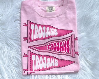 女の子用カスタムマスコットTシャツ、女性用プレッピーマスコットシャツ、小学生用ピンクスクールスピリットシャツ、高校フットボールゲーム用チームシャツ