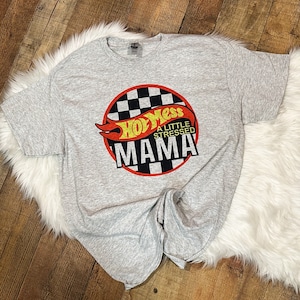 Hot Mess Mama Shirt, Stressed mom shirt for racecar birthday party, mom of boys shirt, motherhood shirt for dirt track, checkered race tee