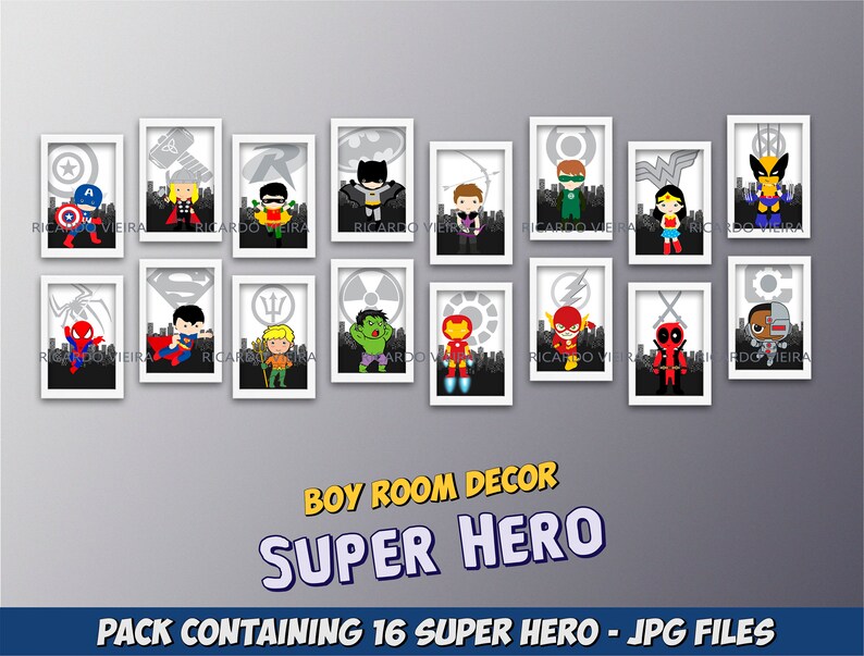Toddler Bedroom Superhero Boys Room Superhero Nursery Decor Printable Heroes Baby Clipart Printable Art Heroes Boy Room Decor 16hero