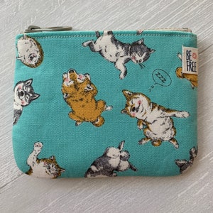 Cat Lover Gift Handmade Quirky Cats Fabric Zipper Mini Pouch Banana Cat Coin Purse Phone Passport Case Card Holder Zippered Wallet