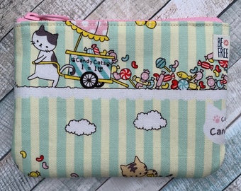 Cat Lover Gift Handmade Quirky Cats Fabric Zipper Mini Pouch Banana Cat Coin Purse Phone Passport Case Card Holder Zippered Wallet