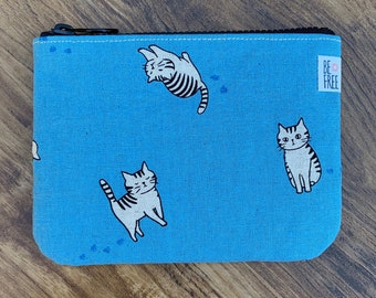 Cat cats kitty kitten handmade zipper fabric coin change purse card holder