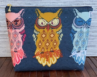 SALE Owls Patchwork Zipper Pouch