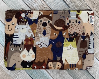 Cat Lover Gift Handmade Quirky Cats Fabric Zipper Mini Pouch Banana Cat Coin Purse Phone Passport Case Card Holder Zippered Wallet