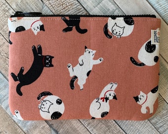 Cat Lover Gift Handmade Quirky Cats Fabric Zipper Mini Pouch Banana Cat Coin Purse Phone Passport Case Card Holder Zippered Wallet