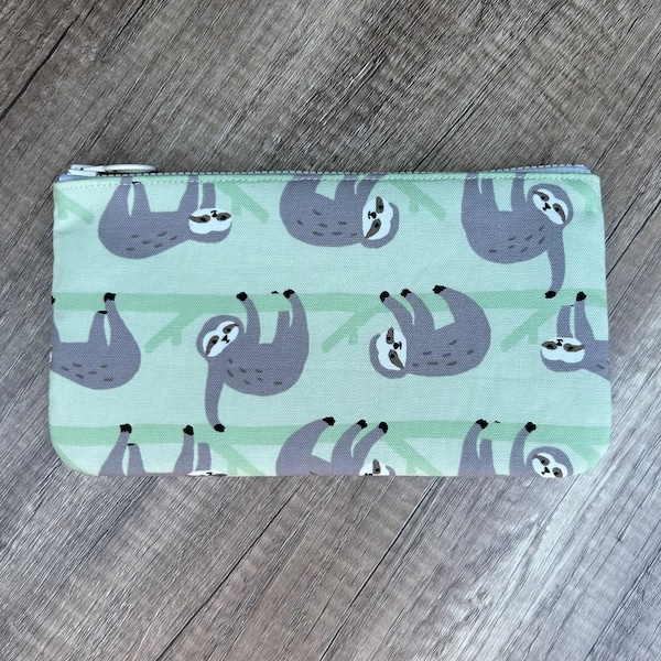 Sloths Pencil Case, Handmade Japanese Kawaii Sloth Fabric Zipper Pouch, Zippered Pen Case, Girls, Boys, Kids, Schools Supplies, Makeup Bag