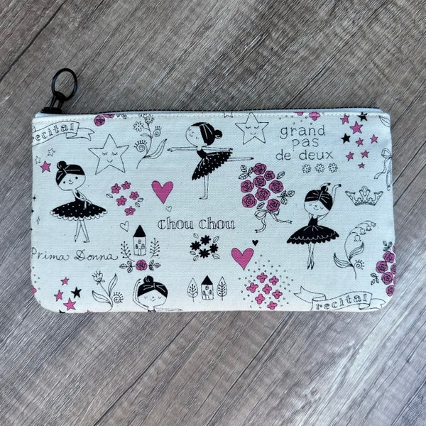 Ballerina Pencil Case, Handmade Japanese Ballet Dancer Kawaii Fabric Zippered Pen Case Zipper Ouch Pouch Girls Boys Kids, Ballerina Gift