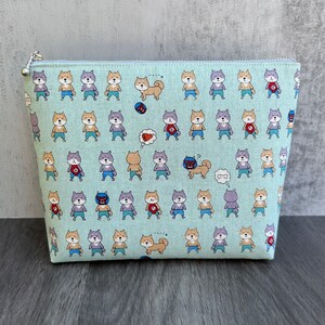Handmade Shiba Inu Cosmetic Bag: Japanese Kawaii Fabric Zipper Pouch